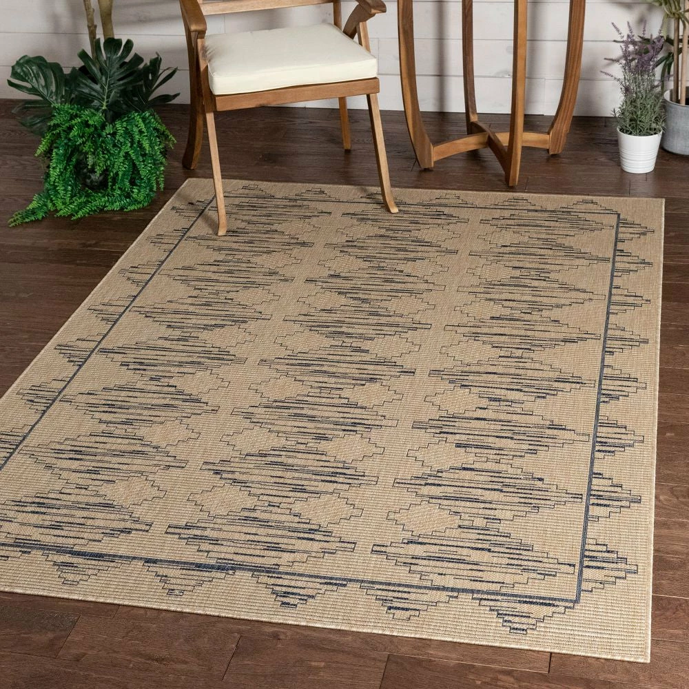 Well Woven Vidar Trellis Diamond Pattern Indoor Outdoor Blue Beige Flatweave Rug 8 Well Woven Vidar Trellis Diamond Pattern Indoor Outdoor Blue Beige Flatweave Rug