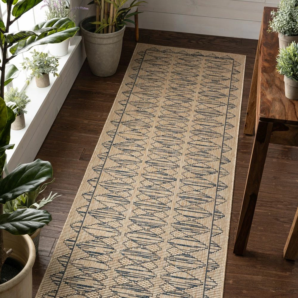 Well Woven Vidar Trellis Diamond Pattern Indoor Outdoor Blue Beige Flatweave Rug 13 Well Woven Vidar Trellis Diamond Pattern Indoor Outdoor Blue Beige Flatweave Rug