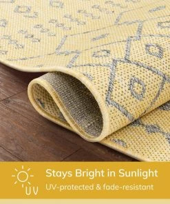 Well Woven Global Nord Moroccan Tribal Indoor Outdoor Yellow Flatweave Rug