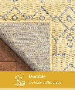 Well Woven Global Nord Moroccan Tribal Indoor Outdoor Yellow Flatweave Rug