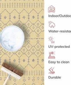 Well Woven Global Nord Moroccan Tribal Indoor Outdoor Yellow Flatweave Rug