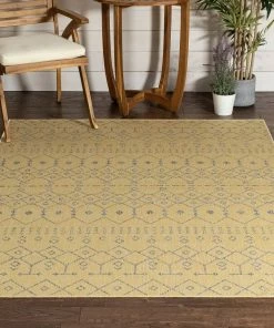 Well Woven Global Nord Moroccan Tribal Indoor Outdoor Yellow Flatweave Rug