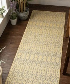 Well Woven Global Nord Moroccan Tribal Indoor Outdoor Yellow Flatweave Rug