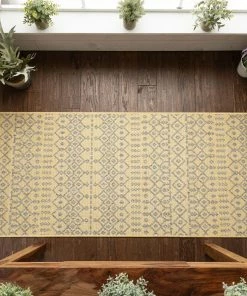 Well Woven Global Nord Moroccan Tribal Indoor Outdoor Yellow Flatweave Rug