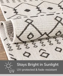 Well Woven Nord Moroccan Tribal Indoor Outdoor Ivory Flatweave Rug