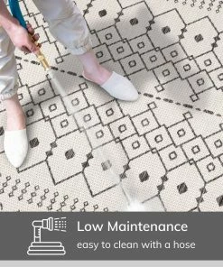 Well Woven Nord Moroccan Tribal Indoor Outdoor Ivory Flatweave Rug