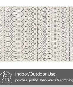 Well Woven Nord Moroccan Tribal Indoor Outdoor Ivory Flatweave Rug