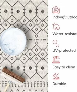 Well Woven Nord Moroccan Tribal Indoor Outdoor Ivory Flatweave Rug