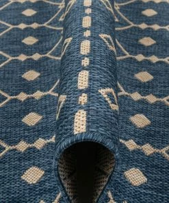 Well Woven Nord Moroccan Tribal Indoor Outdoor Blue Flatweave Rug