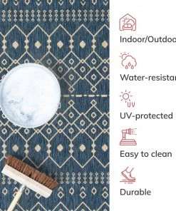 Well Woven Nord Moroccan Tribal Indoor Outdoor Blue Flatweave Rug