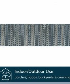 Well Woven Nord Moroccan Tribal Indoor Outdoor Blue Flatweave Rug