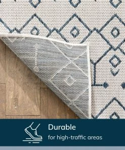 Well Woven Nord Moroccan Tribal Indoor Outdoor Light Blue Flatweave Rug Global