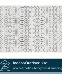Well Woven Nord Moroccan Tribal Indoor Outdoor Light Blue Flatweave Rug Global