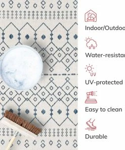 Well Woven Nord Moroccan Tribal Indoor Outdoor Light Blue Flatweave Rug Global