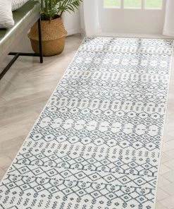 Well Woven Nord Moroccan Tribal Indoor Outdoor Light Blue Flatweave Rug Global