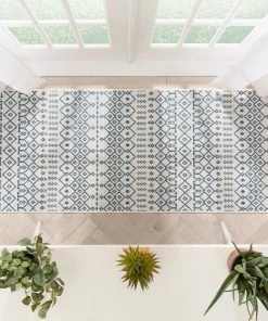 Well Woven Nord Moroccan Tribal Indoor Outdoor Light Blue Flatweave Rug Global