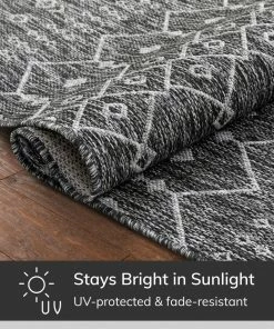 Well Woven Nord Moroccan Tribal Indoor Outdoor Grey Flatweave Rug