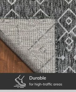 Well Woven Nord Moroccan Tribal Indoor Outdoor Grey Flatweave Rug
