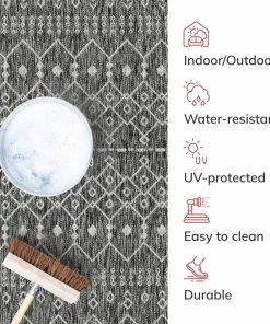 Well Woven Nord Moroccan Tribal Indoor Outdoor Grey Flatweave Rug