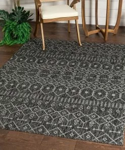 Well Woven Nord Moroccan Tribal Indoor Outdoor Grey Flatweave Rug