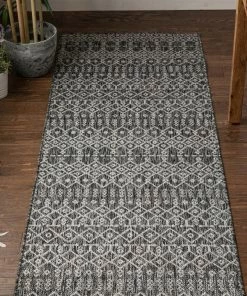 Well Woven Nord Moroccan Tribal Indoor Outdoor Grey Flatweave Rug