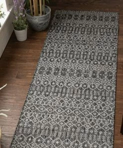 Well Woven Nord Moroccan Tribal Indoor Outdoor Grey Flatweave Rug