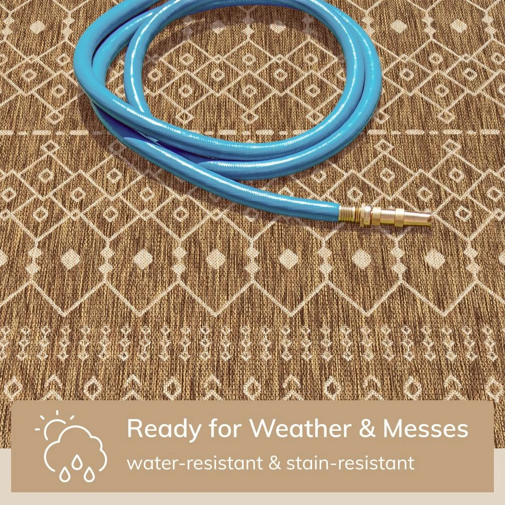 Well Woven Global Nord Moroccan Tribal Indoor Outdoor Brown Flatweave Rug 2 Well Woven Global Nord Moroccan Tribal Indoor Outdoor Brown Flatweave Rug