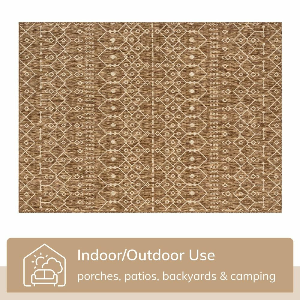Well Woven Global Nord Moroccan Tribal Indoor Outdoor Brown Flatweave Rug 4 Well Woven Global Nord Moroccan Tribal Indoor Outdoor Brown Flatweave Rug