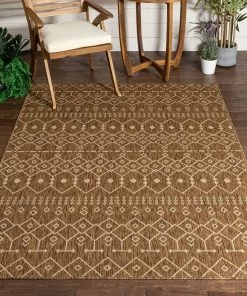 Well Woven Global Nord Moroccan Tribal Indoor Outdoor Brown Flatweave Rug