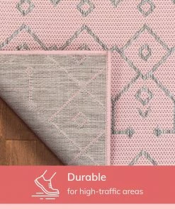 Well Woven Global Nord Moroccan Tribal Indoor Outdoor Blush Flatweave Rug