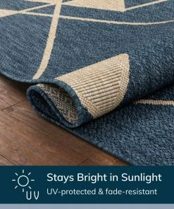 Well Woven Edda Geometric Indoor Outdoor Blue Flatweave Rug