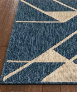 Well Woven Edda Geometric Indoor Outdoor Blue Flatweave Rug