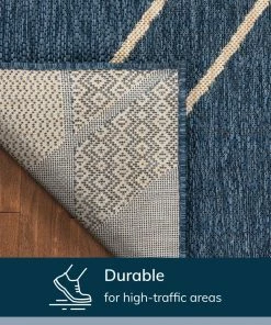 Well Woven Edda Geometric Indoor Outdoor Blue Flatweave Rug