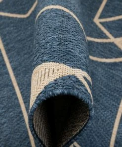 Well Woven Edda Geometric Indoor Outdoor Blue Flatweave Rug