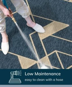 Well Woven Edda Geometric Indoor Outdoor Blue Flatweave Rug