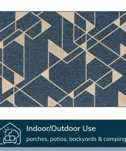 Well Woven Edda Geometric Indoor Outdoor Blue Flatweave Rug