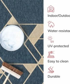 Well Woven Edda Geometric Indoor Outdoor Blue Flatweave Rug