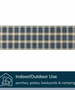 Well Woven Freya Plaid Indoor Outdoor Blue Flatweave Rug