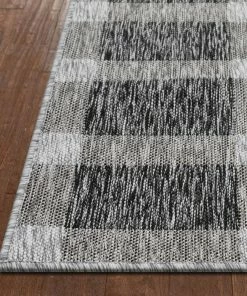 Well Woven Freya Plaid Indoor Outdoor Grey Flatweave Rug