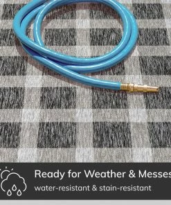 Well Woven Freya Plaid Indoor Outdoor Grey Flatweave Rug