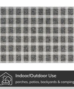 Well Woven Freya Plaid Indoor Outdoor Grey Flatweave Rug