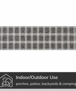 Well Woven Freya Plaid Indoor Outdoor Grey Flatweave Rug