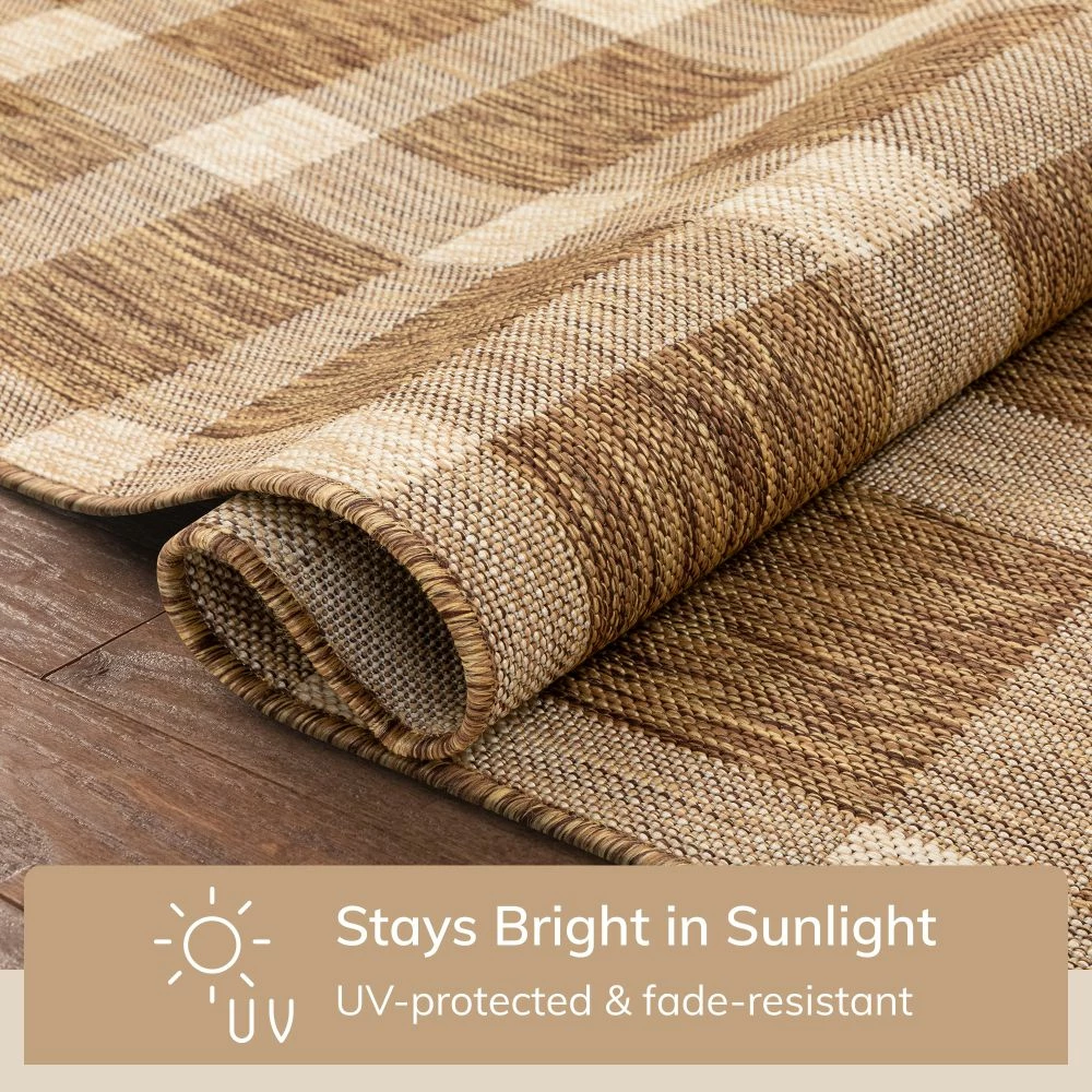 Well Woven Freya Plaid Indoor Outdoor Brown Flatweave Rug 7 Well Woven Freya Plaid Indoor Outdoor Brown Flatweave Rug