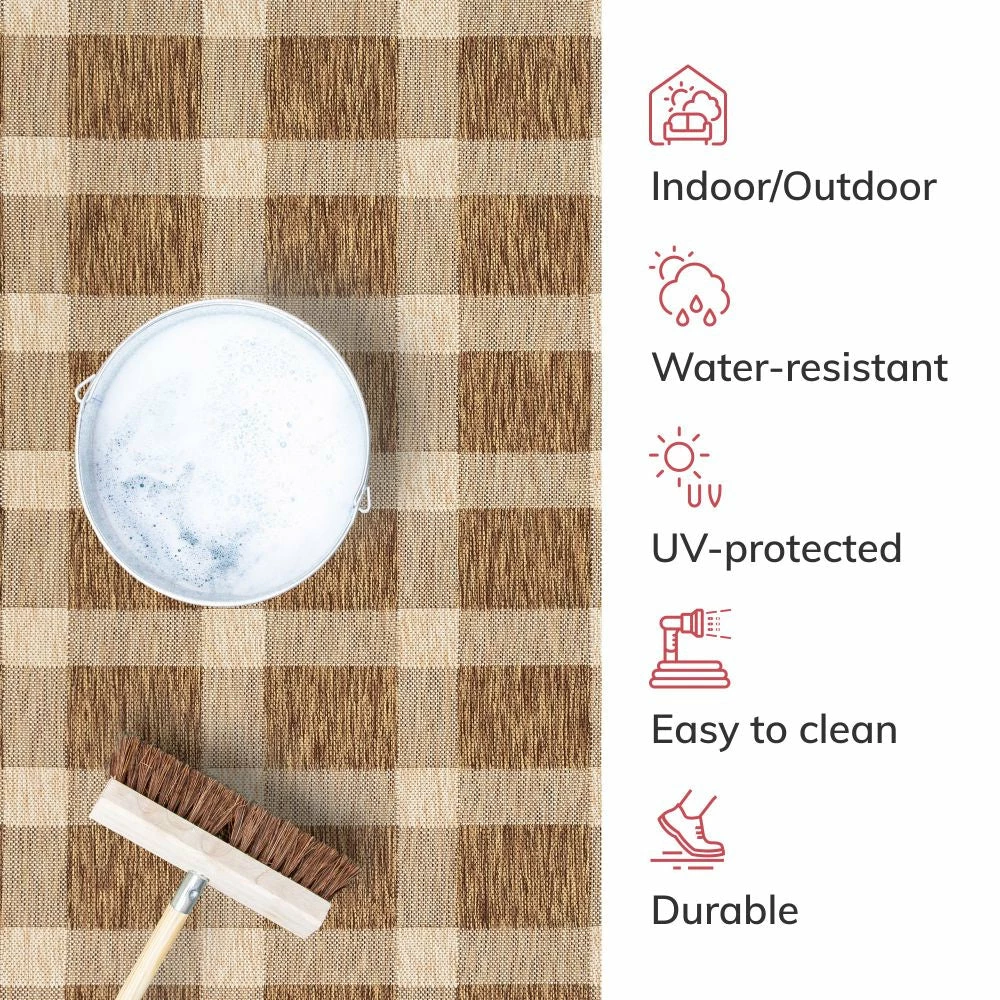 Well Woven Freya Plaid Indoor Outdoor Brown Flatweave Rug 5 Well Woven Freya Plaid Indoor Outdoor Brown Flatweave Rug