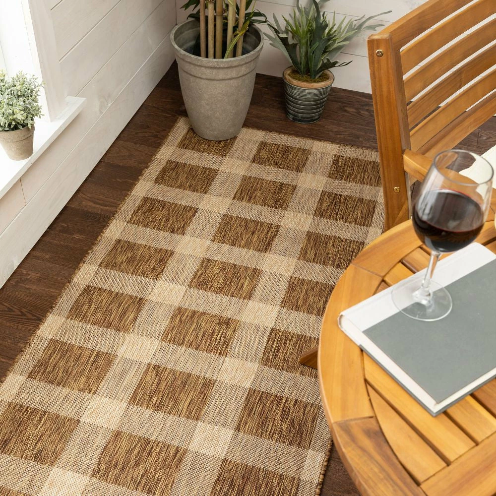 Well Woven Freya Plaid Indoor Outdoor Brown Flatweave Rug 12 Well Woven Freya Plaid Indoor Outdoor Brown Flatweave Rug