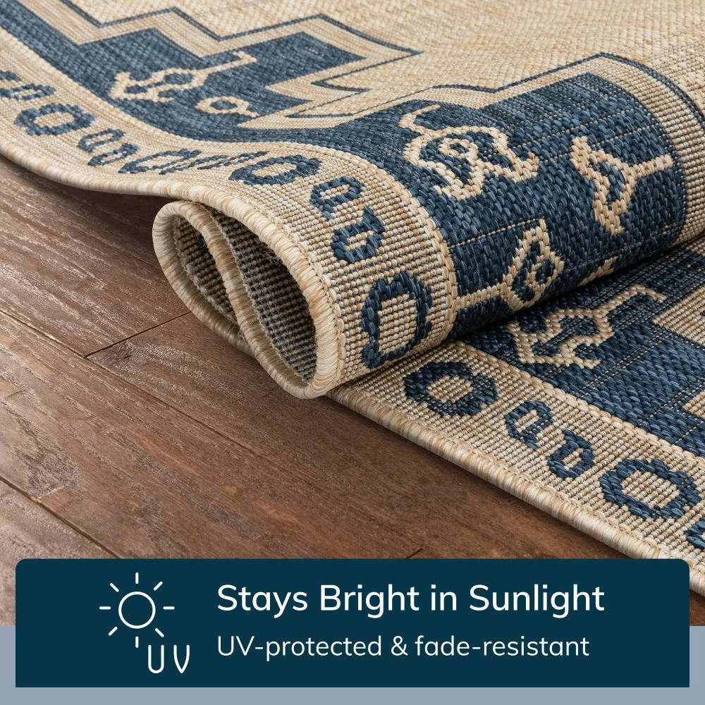 Well Woven Mani Oriental Medallion Indoor Outdoor Blue Flatweave Rug 5 Well Woven Mani Oriental Medallion Indoor Outdoor Blue Flatweave Rug