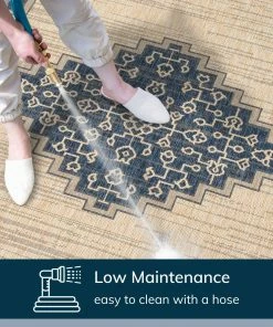 Well Woven Mani Oriental Medallion Indoor Outdoor Blue Flatweave Rug