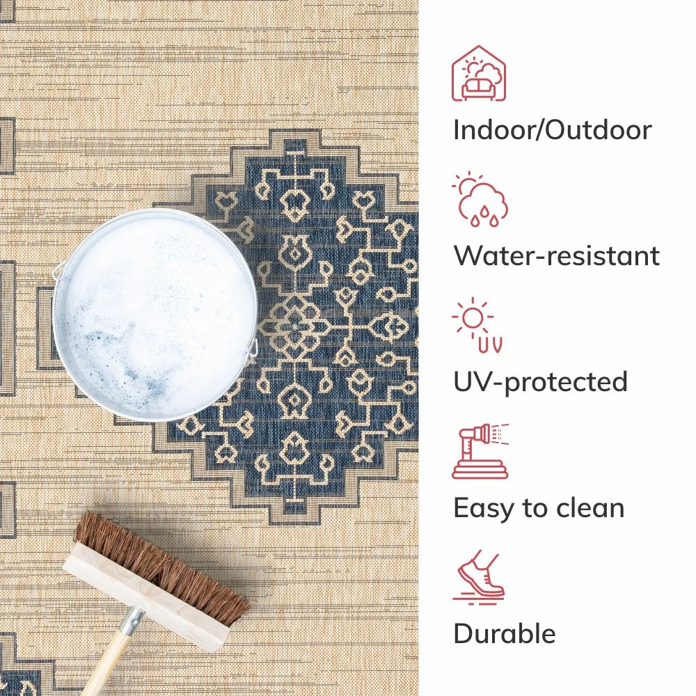 Well Woven Mani Oriental Medallion Indoor Outdoor Blue Flatweave Rug 6 Well Woven Mani Oriental Medallion Indoor Outdoor Blue Flatweave Rug