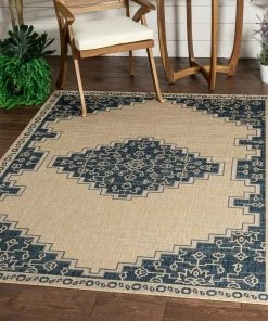 Well Woven Mani Oriental Medallion Indoor Outdoor Blue Flatweave Rug 17 Well Woven Mani Oriental Medallion Indoor Outdoor Blue Flatweave Rug