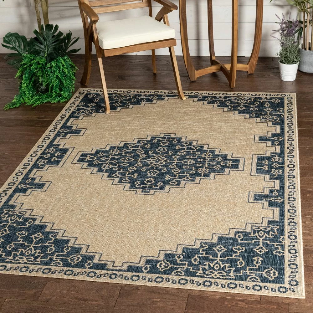 Well Woven Mani Oriental Medallion Indoor Outdoor Blue Flatweave Rug 8 Well Woven Mani Oriental Medallion Indoor Outdoor Blue Flatweave Rug